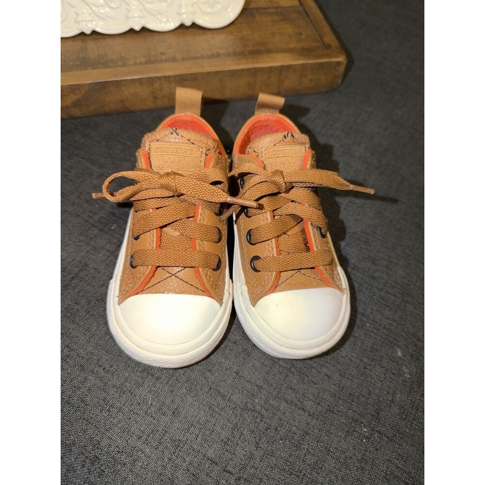 Converse All Star Unisex Kids Leather Low Top Sneakers Brown/Orange US 5
